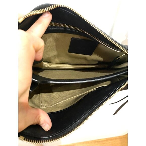 allsaints fletcher xbody bag leather black gold clutch grunge goth clutch $299 - Picture 11 of 16